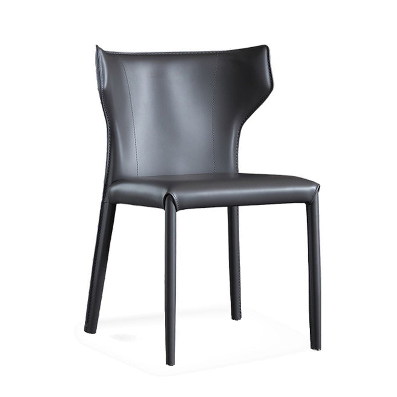 Modern Wingback Side Chair Matte Finish Leather Chair for Dining Room Dark Gray 1 Piece Clearhalo ' kitchen&dining_furn' 'Dining Chairs' 'Dining Tables & Seating' 'dining_chair' 'furn' 'furn_dining_chair' 'Furniture' 'furniture_dining_chair' 'Kitchen & Dining Furniture' 'kitchen' 4438485