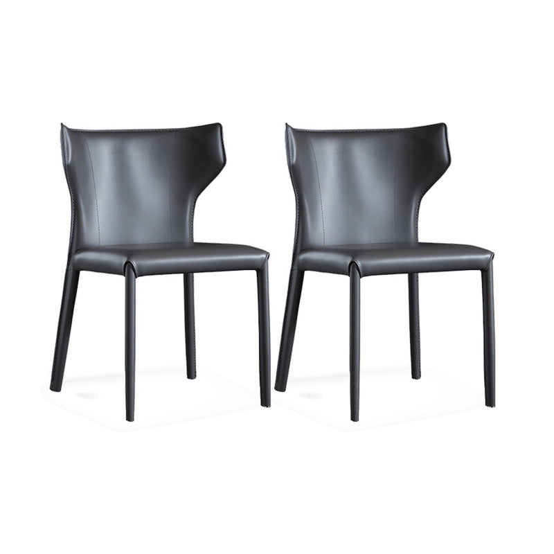 Modern Wingback Side Chair Matte Finish Leather Chair for Dining Room Dark Gray 2 Piece Set Clearhalo ' kitchen&dining_furn' 'Dining Chairs' 'Dining Tables & Seating' 'dining_chair' 'furn' 'furn_dining_chair' 'Furniture' 'furniture_dining_chair' 'Kitchen & Dining Furniture' 'kitchen' 4438486