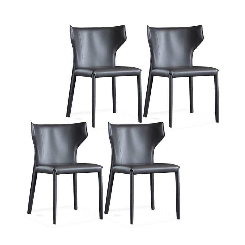 Modern Wingback Side Chair Matte Finish Leather Chair for Dining Room Dark Gray 4 Piece Set Clearhalo ' kitchen&dining_furn' 'Dining Chairs' 'Dining Tables & Seating' 'dining_chair' 'furn' 'furn_dining_chair' 'Furniture' 'furniture_dining_chair' 'Kitchen & Dining Furniture' 'kitchen' 4438489