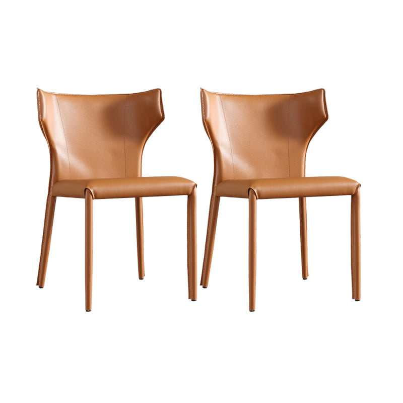 Modern Wingback Side Chair Matte Finish Leather Chair for Dining Room Brown 2 Piece Set Clearhalo ' kitchen&dining_furn' 'Dining Chairs' 'Dining Tables & Seating' 'dining_chair' 'furn' 'furn_dining_chair' 'Furniture' 'furniture_dining_chair' 'Kitchen & Dining Furniture' 'kitchen' 4438493