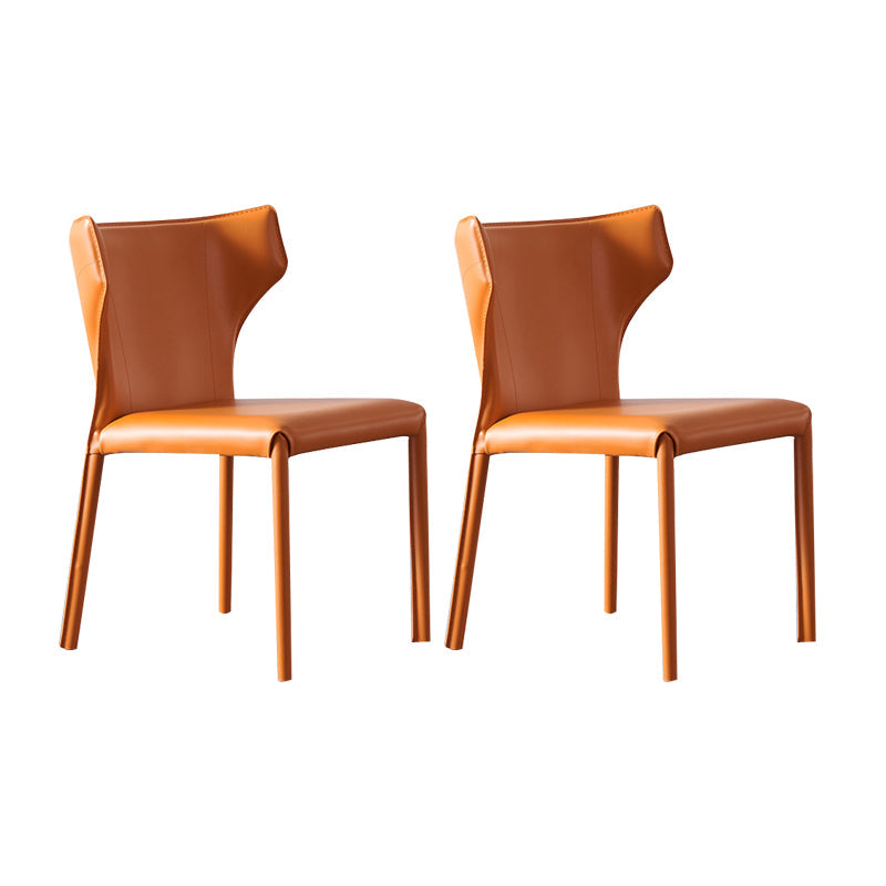 Modern Wingback Side Chair Matte Finish Leather Chair for Dining Room Orange 2 Piece Set Clearhalo ' kitchen&dining_furn' 'Dining Chairs' 'Dining Tables & Seating' 'dining_chair' 'furn' 'furn_dining_chair' 'Furniture' 'furniture_dining_chair' 'Kitchen & Dining Furniture' 'kitchen' 4438498
