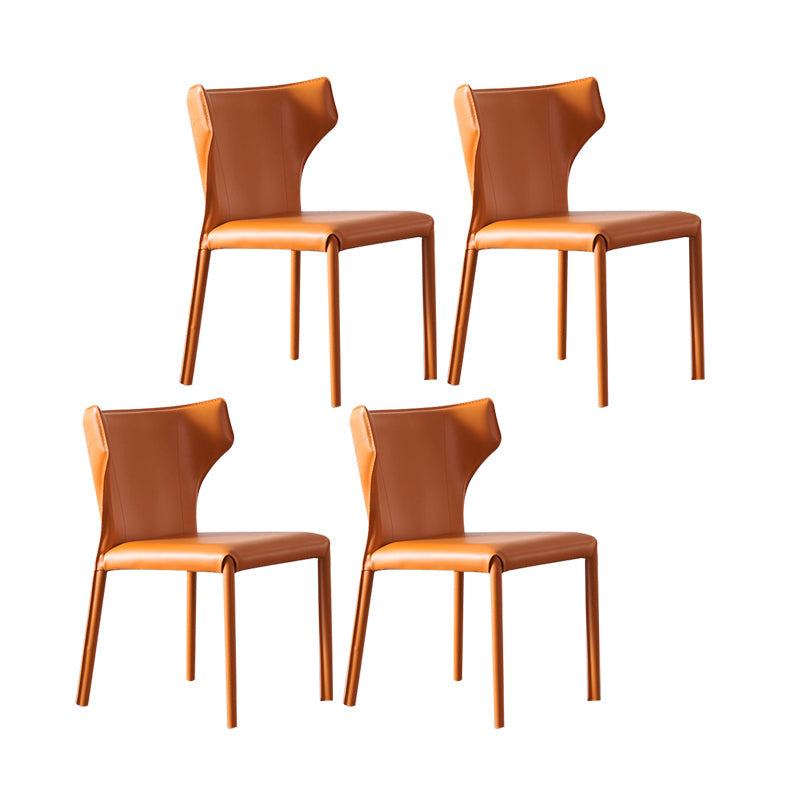 Modern Wingback Side Chair Matte Finish Leather Chair for Dining Room Orange 4 Piece Set Clearhalo ' kitchen&dining_furn' 'Dining Chairs' 'Dining Tables & Seating' 'dining_chair' 'furn' 'furn_dining_chair' 'Furniture' 'furniture_dining_chair' 'Kitchen & Dining Furniture' 'kitchen' 4438500