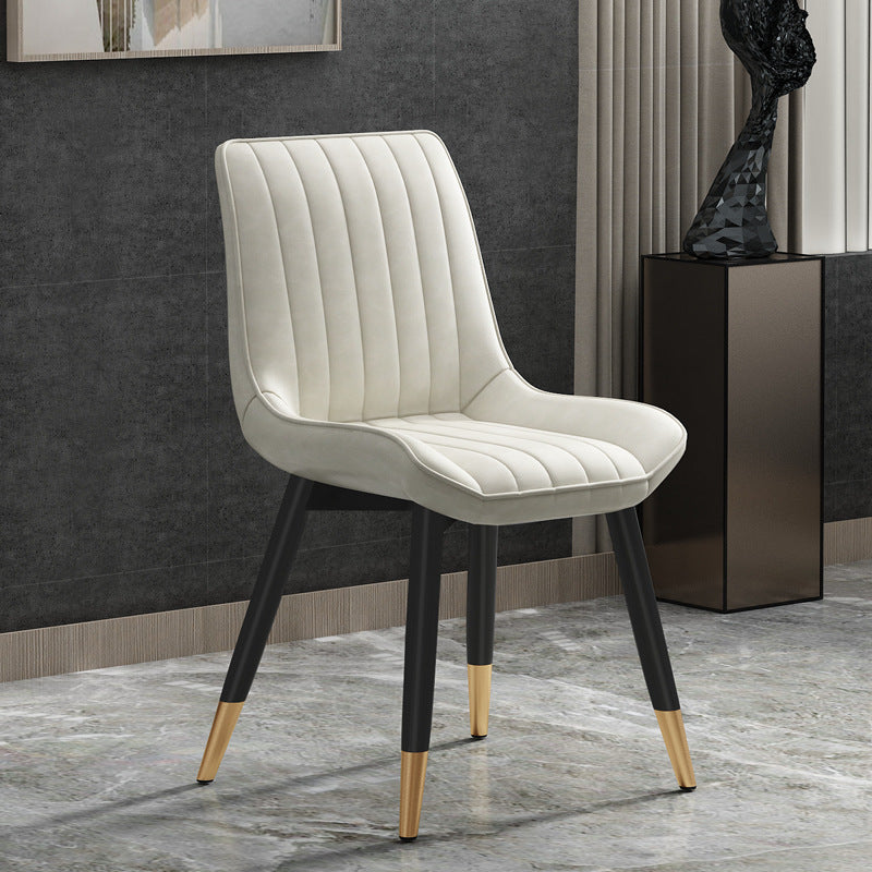 Contemporary Dining Side Chair Matte Finish Leather Curved Parsons Chair Off-White 1 Piece Clearhalo ' kitchen&dining_furn' 'Dining Chairs' 'Dining Tables & Seating' 'dining_chair' 'furn' 'furn_dining_chair' 'Furniture' 'furniture_dining_chair' 'Kitchen & Dining Furniture' 'kitchen' 4438505