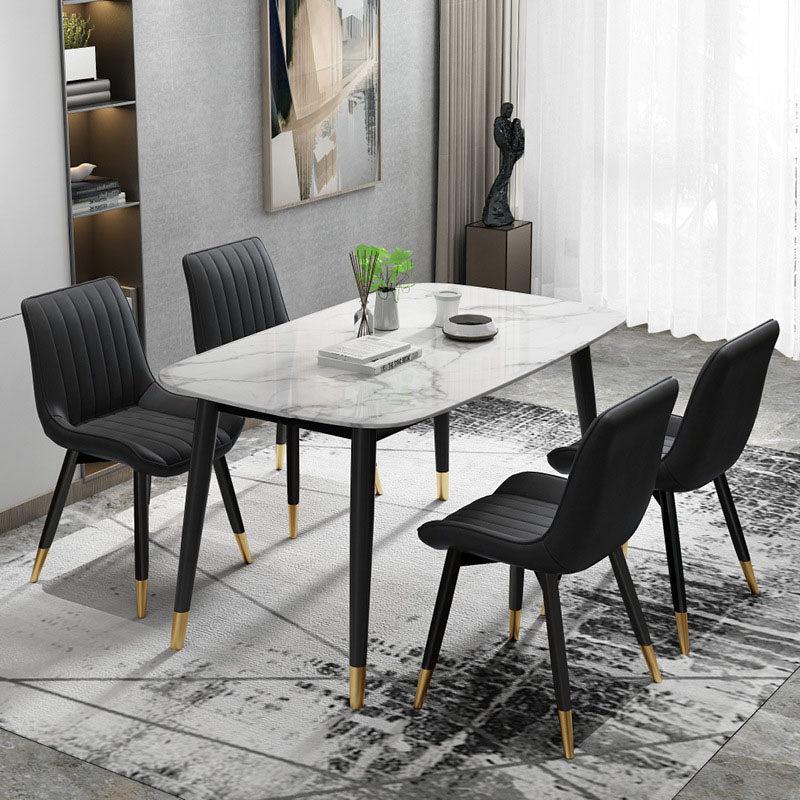 Contemporary Dining Side Chair Matte Finish Leather Curved Parsons Chair Clearhalo ' kitchen&dining_furn' 'Dining Chairs' 'Dining Tables & Seating' 'dining_chair' 'furn' 'furn_dining_chair' 'Furniture' 'furniture_dining_chair' 'Kitchen & Dining Furniture' 'kitchen' 4438507