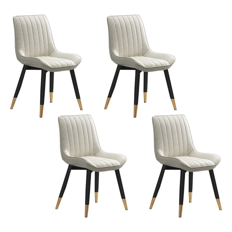 Contemporary Dining Side Chair Matte Finish Leather Curved Parsons Chair Off-White 4 Piece Set Clearhalo ' kitchen&dining_furn' 'Dining Chairs' 'Dining Tables & Seating' 'dining_chair' 'furn' 'furn_dining_chair' 'Furniture' 'furniture_dining_chair' 'Kitchen & Dining Furniture' 'kitchen' 4438508