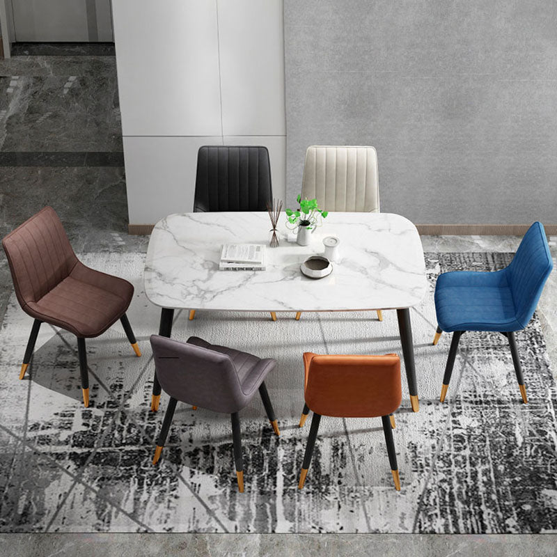 Contemporary Dining Side Chair Matte Finish Leather Curved Parsons Chair Clearhalo ' kitchen&dining_furn' 'Dining Chairs' 'Dining Tables & Seating' 'dining_chair' 'furn' 'furn_dining_chair' 'Furniture' 'furniture_dining_chair' 'Kitchen & Dining Furniture' 'kitchen' 4438509