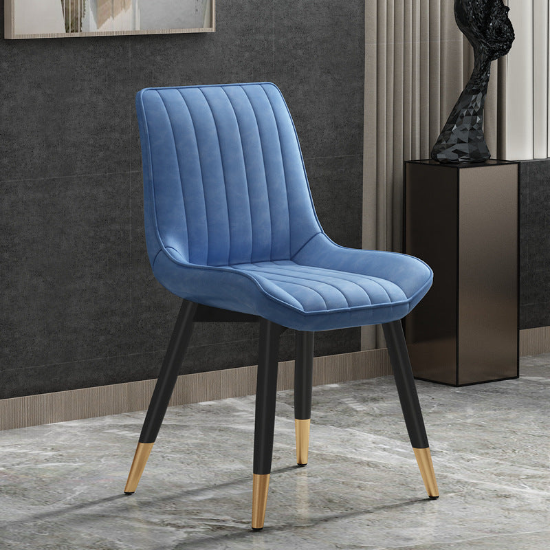 Contemporary Dining Side Chair Matte Finish Leather Curved Parsons Chair Blue 1 Piece Clearhalo ' kitchen&dining_furn' 'Dining Chairs' 'Dining Tables & Seating' 'dining_chair' 'furn' 'furn_dining_chair' 'Furniture' 'furniture_dining_chair' 'Kitchen & Dining Furniture' 'kitchen' 4438510