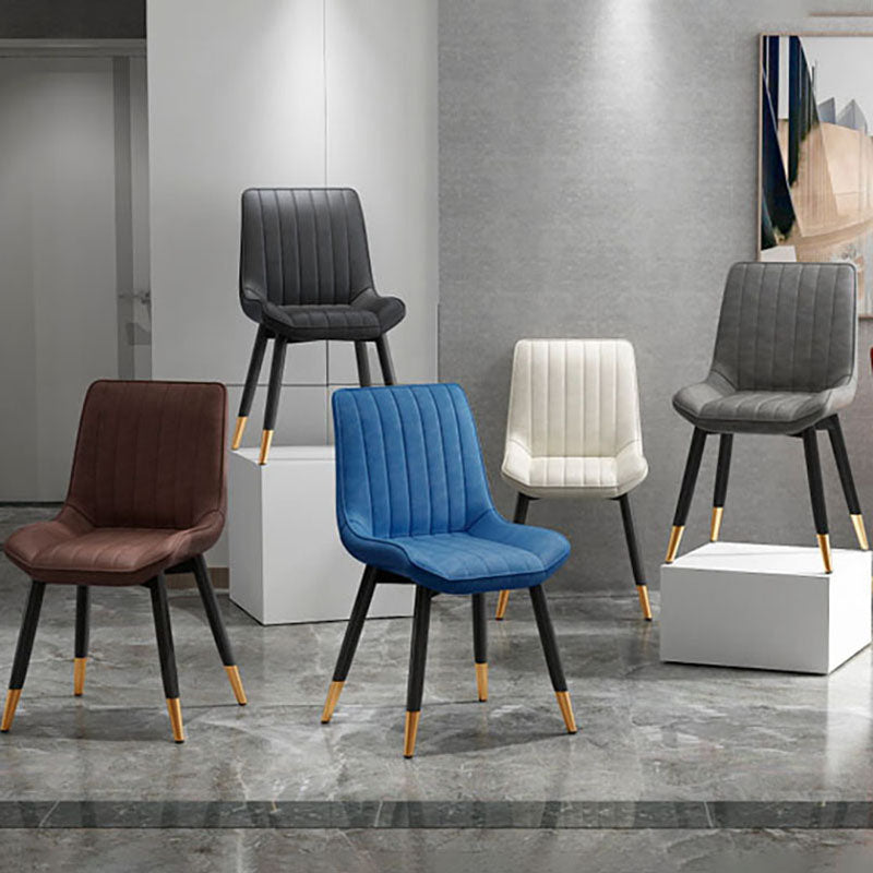 Contemporary Dining Side Chair Matte Finish Leather Curved Parsons Chair Clearhalo ' kitchen&dining_furn' 'Dining Chairs' 'Dining Tables & Seating' 'dining_chair' 'furn' 'furn_dining_chair' 'Furniture' 'furniture_dining_chair' 'Kitchen & Dining Furniture' 'kitchen' 4438511