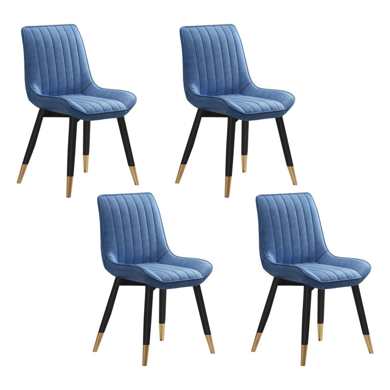 Contemporary Dining Side Chair Matte Finish Leather Curved Parsons Chair Blue 4 Piece Set Clearhalo ' kitchen&dining_furn' 'Dining Chairs' 'Dining Tables & Seating' 'dining_chair' 'furn' 'furn_dining_chair' 'Furniture' 'furniture_dining_chair' 'Kitchen & Dining Furniture' 'kitchen' 4438515
