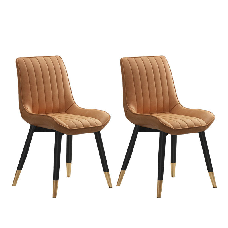 Contemporary Dining Side Chair Matte Finish Leather Curved Parsons Chair Orange 2 Piece Set Clearhalo ' kitchen&dining_furn' 'Dining Chairs' 'Dining Tables & Seating' 'dining_chair' 'furn' 'furn_dining_chair' 'Furniture' 'furniture_dining_chair' 'Kitchen & Dining Furniture' 'kitchen' 4438519