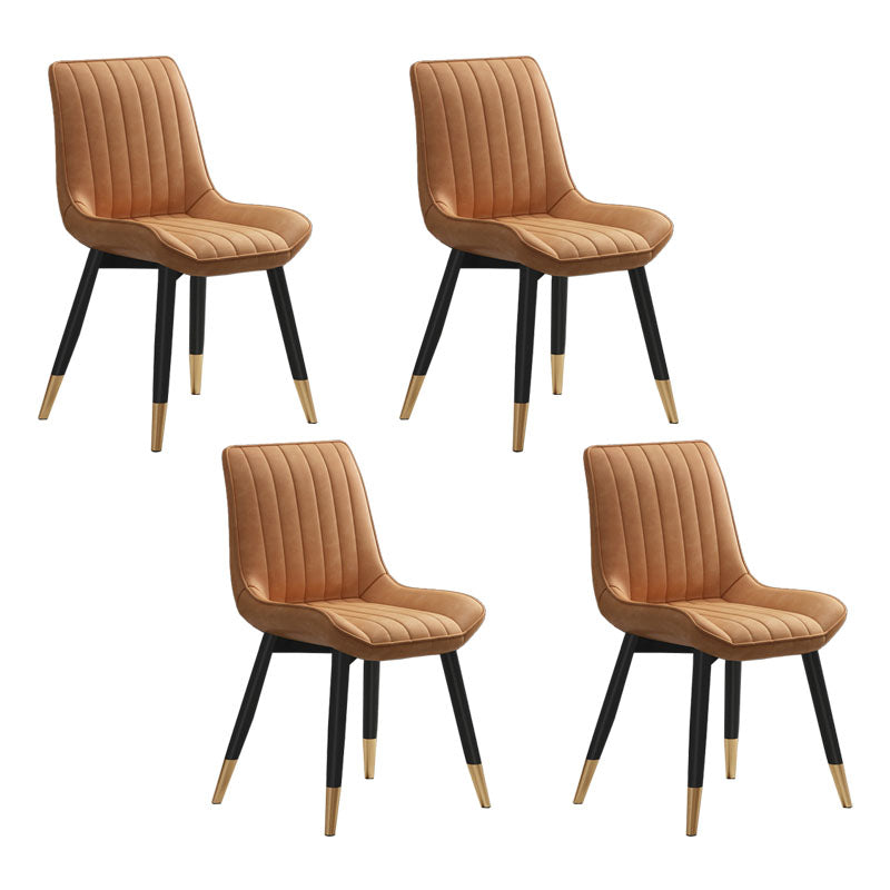 Contemporary Dining Side Chair Matte Finish Leather Curved Parsons Chair Orange 4 Piece Set Clearhalo ' kitchen&dining_furn' 'Dining Chairs' 'Dining Tables & Seating' 'dining_chair' 'furn' 'furn_dining_chair' 'Furniture' 'furniture_dining_chair' 'Kitchen & Dining Furniture' 'kitchen' 4438521