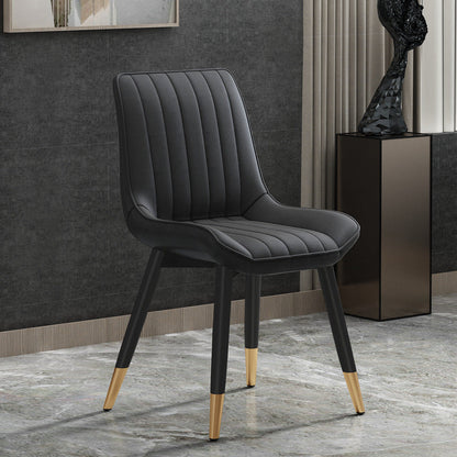 Contemporary Dining Side Chair Matte Finish Leather Curved Parsons Chair Black 1 Piece Clearhalo ' kitchen&dining_furn' 'Dining Chairs' 'Dining Tables & Seating' 'dining_chair' 'furn' 'furn_dining_chair' 'Furniture' 'furniture_dining_chair' 'Kitchen & Dining Furniture' 'kitchen' 4438522