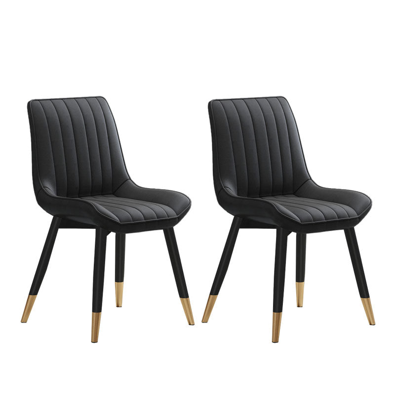 Contemporary Dining Side Chair Matte Finish Leather Curved Parsons Chair Black 2 Piece Set Clearhalo ' kitchen&dining_furn' 'Dining Chairs' 'Dining Tables & Seating' 'dining_chair' 'furn' 'furn_dining_chair' 'Furniture' 'furniture_dining_chair' 'Kitchen & Dining Furniture' 'kitchen' 4438523