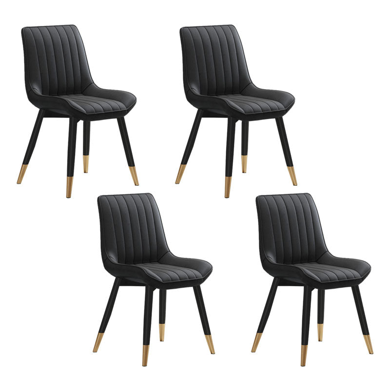 Contemporary Dining Side Chair Matte Finish Leather Curved Parsons Chair Black 4 Piece Set Clearhalo ' kitchen&dining_furn' 'Dining Chairs' 'Dining Tables & Seating' 'dining_chair' 'furn' 'furn_dining_chair' 'Furniture' 'furniture_dining_chair' 'Kitchen & Dining Furniture' 'kitchen' 4438524