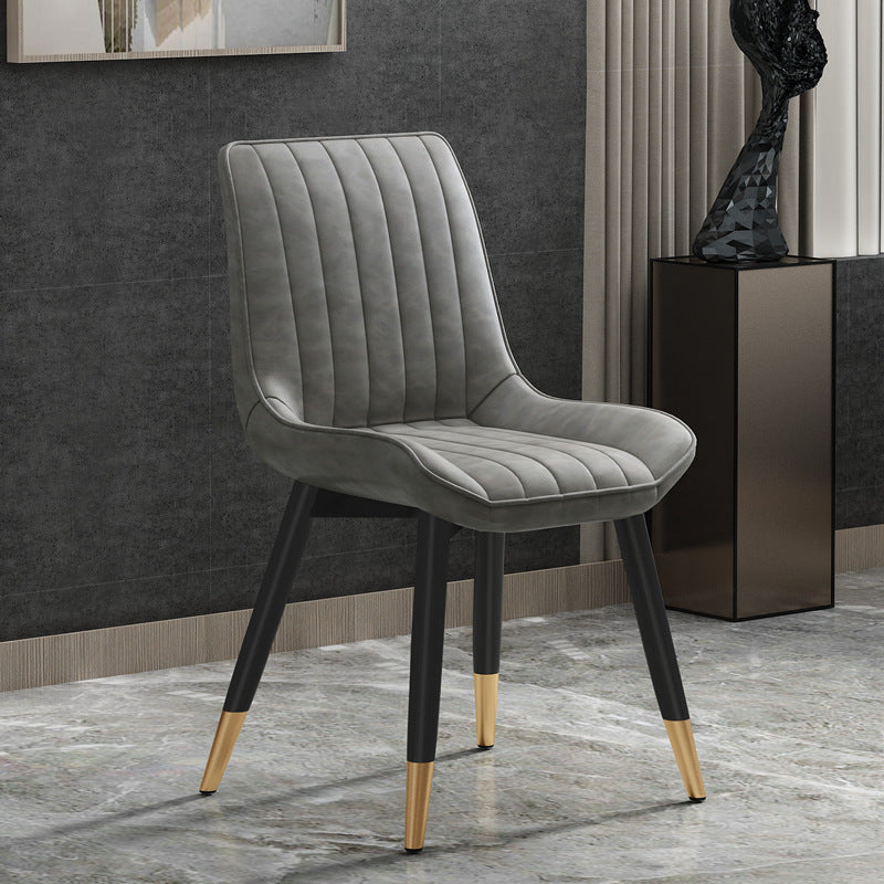 Contemporary Dining Side Chair Matte Finish Leather Curved Parsons Chair Grey 1 Piece Clearhalo ' kitchen&dining_furn' 'Dining Chairs' 'Dining Tables & Seating' 'dining_chair' 'furn' 'furn_dining_chair' 'Furniture' 'furniture_dining_chair' 'Kitchen & Dining Furniture' 'kitchen' 4438525