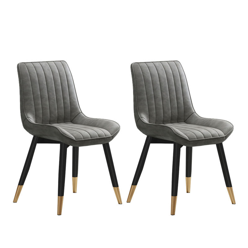 Contemporary Dining Side Chair Matte Finish Leather Curved Parsons Chair Grey 2 Piece Set Clearhalo ' kitchen&dining_furn' 'Dining Chairs' 'Dining Tables & Seating' 'dining_chair' 'furn' 'furn_dining_chair' 'Furniture' 'furniture_dining_chair' 'Kitchen & Dining Furniture' 'kitchen' 4438526