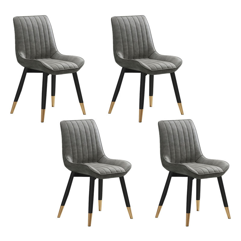 Contemporary Dining Side Chair Matte Finish Leather Curved Parsons Chair Grey 4 Piece Set Clearhalo ' kitchen&dining_furn' 'Dining Chairs' 'Dining Tables & Seating' 'dining_chair' 'furn' 'furn_dining_chair' 'Furniture' 'furniture_dining_chair' 'Kitchen & Dining Furniture' 'kitchen' 4438527