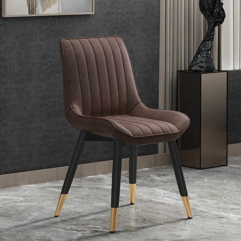 Contemporary Dining Side Chair Matte Finish Leather Curved Parsons Chair Brown 1 Piece Clearhalo ' kitchen&dining_furn' 'Dining Chairs' 'Dining Tables & Seating' 'dining_chair' 'furn' 'furn_dining_chair' 'Furniture' 'furniture_dining_chair' 'Kitchen & Dining Furniture' 'kitchen' 4438528