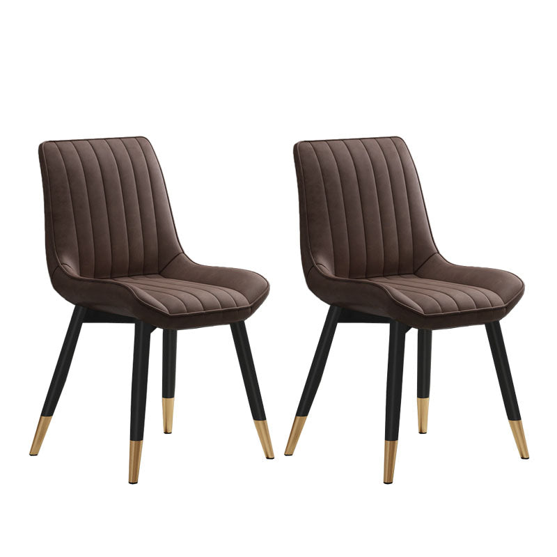 Contemporary Dining Side Chair Matte Finish Leather Curved Parsons Chair Brown 2 Piece Set Clearhalo ' kitchen&dining_furn' 'Dining Chairs' 'Dining Tables & Seating' 'dining_chair' 'furn' 'furn_dining_chair' 'Furniture' 'furniture_dining_chair' 'Kitchen & Dining Furniture' 'kitchen' 4438529
