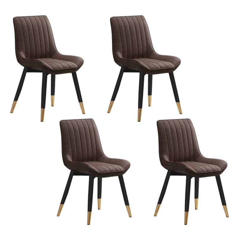 Contemporary Dining Side Chair Matte Finish Leather Curved Parsons Chair Brown 4 Piece Set Clearhalo ' kitchen&dining_furn' 'Dining Chairs' 'Dining Tables & Seating' 'dining_chair' 'furn' 'furn_dining_chair' 'Furniture' 'furniture_dining_chair' 'Kitchen & Dining Furniture' 'kitchen' 4438530