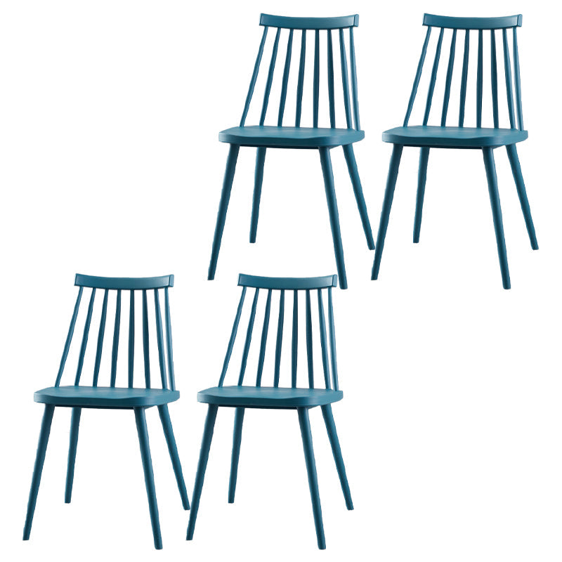 Contemporary Plastic Side Chair Matte Finish Indoor-Outdoor Slat Back Chair Dark Blue Set of 4 Clearhalo ' kitchen&dining_furn' 'Dining Chairs' 'Dining Tables & Seating' 'dining_chair' 'Furniture' 'furniture_dining_chair' 'Kitchen & Dining Furniture' 'kitchen' 4438536