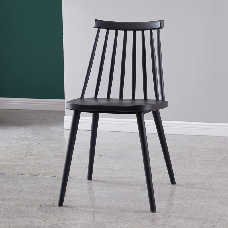 Contemporary Plastic Side Chair Matte Finish Indoor-Outdoor Slat Back Chair Black 1 Piece Clearhalo ' kitchen&dining_furn' 'Dining Chairs' 'Dining Tables & Seating' 'dining_chair' 'Furniture' 'furniture_dining_chair' 'Kitchen & Dining Furniture' 'kitchen' 4438538