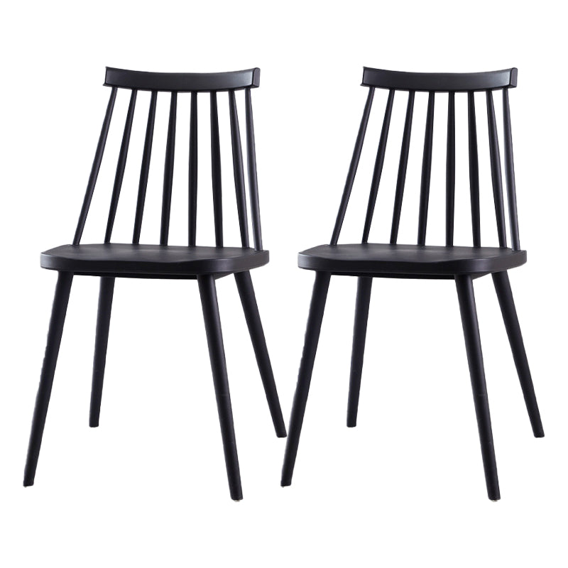 Contemporary Plastic Side Chair Matte Finish Indoor-Outdoor Slat Back Chair Black Set of 2 Clearhalo ' kitchen&dining_furn' 'Dining Chairs' 'Dining Tables & Seating' 'dining_chair' 'Furniture' 'furniture_dining_chair' 'Kitchen & Dining Furniture' 'kitchen' 4438540