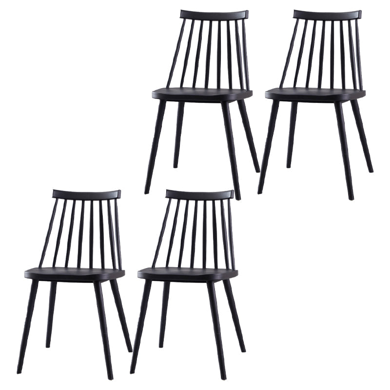 Contemporary Plastic Side Chair Matte Finish Indoor-Outdoor Slat Back Chair Black Set of 4 Clearhalo ' kitchen&dining_furn' 'Dining Chairs' 'Dining Tables & Seating' 'dining_chair' 'Furniture' 'furniture_dining_chair' 'Kitchen & Dining Furniture' 'kitchen' 4438543