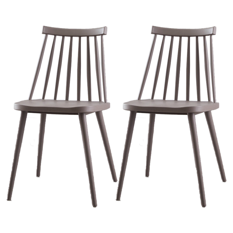 Contemporary Plastic Side Chair Matte Finish Indoor-Outdoor Slat Back Chair Grey Set of 2 Clearhalo ' kitchen&dining_furn' 'Dining Chairs' 'Dining Tables & Seating' 'dining_chair' 'Furniture' 'furniture_dining_chair' 'Kitchen & Dining Furniture' 'kitchen' 4438547