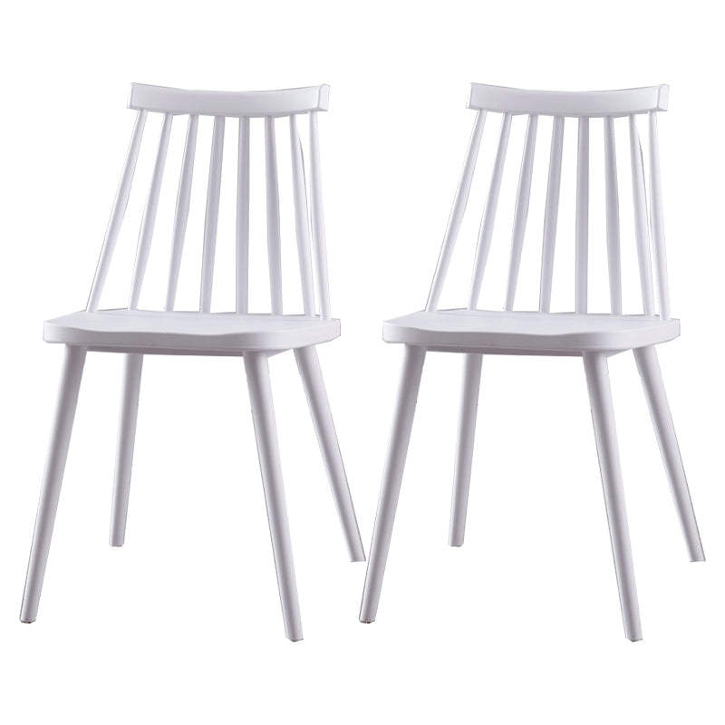 Contemporary Plastic Side Chair Matte Finish Indoor-Outdoor Slat Back Chair White Set of 2 Clearhalo ' kitchen&dining_furn' 'Dining Chairs' 'Dining Tables & Seating' 'dining_chair' 'Furniture' 'furniture_dining_chair' 'Kitchen & Dining Furniture' 'kitchen' 4438551