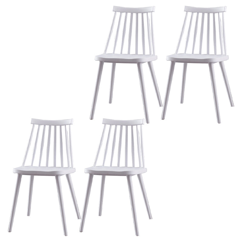 Contemporary Plastic Side Chair Matte Finish Indoor-Outdoor Slat Back Chair White Set of 4 Clearhalo ' kitchen&dining_furn' 'Dining Chairs' 'Dining Tables & Seating' 'dining_chair' 'Furniture' 'furniture_dining_chair' 'Kitchen & Dining Furniture' 'kitchen' 4438552