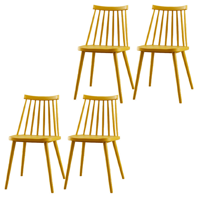 Contemporary Plastic Side Chair Matte Finish Indoor-Outdoor Slat Back Chair Ginger Set of 4 Clearhalo ' kitchen&dining_furn' 'Dining Chairs' 'Dining Tables & Seating' 'dining_chair' 'Furniture' 'furniture_dining_chair' 'Kitchen & Dining Furniture' 'kitchen' 4438555