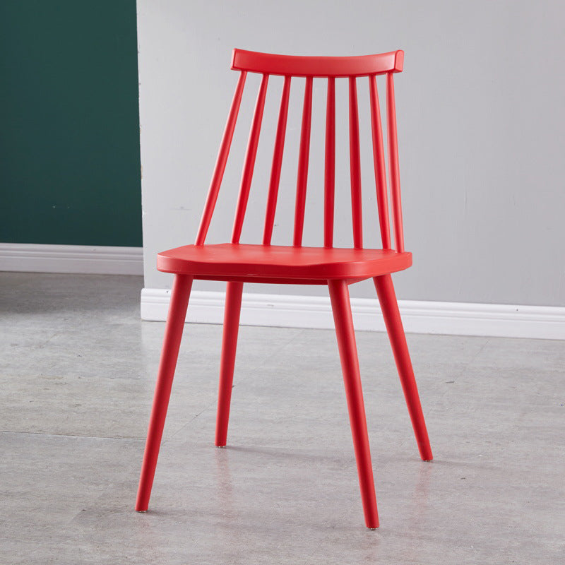 Contemporary Plastic Side Chair Matte Finish Indoor-Outdoor Slat Back Chair Red 1 Piece Clearhalo ' kitchen&dining_furn' 'Dining Chairs' 'Dining Tables & Seating' 'dining_chair' 'Furniture' 'furniture_dining_chair' 'Kitchen & Dining Furniture' 'kitchen' 4438556
