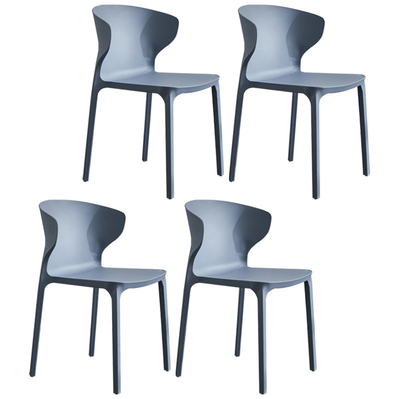 Modern Plastic Indoor-Outdoor Room Side Chair Wingback Chair Dark Gray 4 Piece Set Clearhalo ' kitchen&dining_furn' 'Dining Chairs' 'Dining Tables & Seating' 'dining_chair' 'furn' 'furn_dining_chair' 'Furniture' 'furniture_dining_chair' 'Kitchen & Dining Furniture' 'kitchen' 4438570