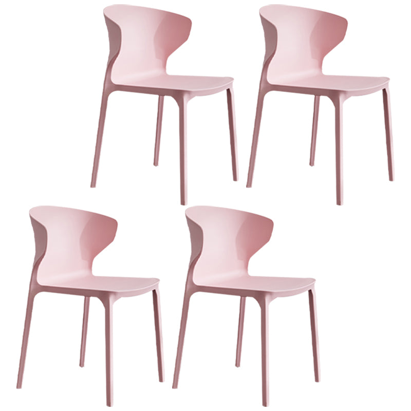 Modern Plastic Indoor-Outdoor Room Side Chair Wingback Chair Pink 4 Piece Set Clearhalo ' kitchen&dining_furn' 'Dining Chairs' 'Dining Tables & Seating' 'dining_chair' 'furn' 'furn_dining_chair' 'Furniture' 'furniture_dining_chair' 'Kitchen & Dining Furniture' 'kitchen' 4438589