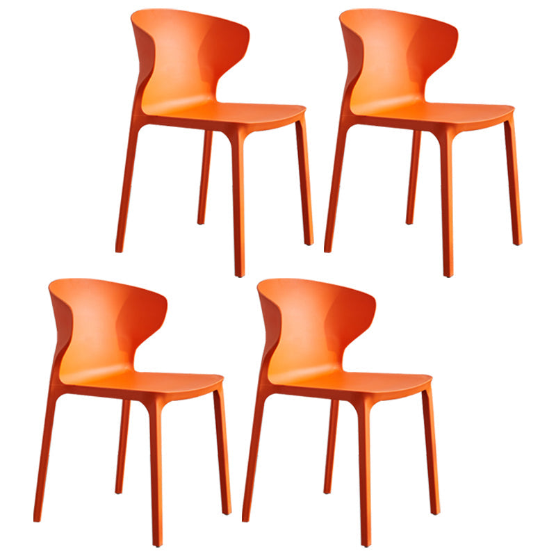 Modern Plastic Indoor-Outdoor Room Side Chair Wingback Chair Orange 4 Piece Set Clearhalo ' kitchen&dining_furn' 'Dining Chairs' 'Dining Tables & Seating' 'dining_chair' 'furn' 'furn_dining_chair' 'Furniture' 'furniture_dining_chair' 'Kitchen & Dining Furniture' 'kitchen' 4438595