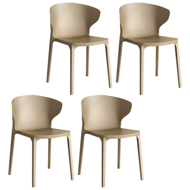 Modern Plastic Indoor-Outdoor Room Side Chair Wingback Chair Khaki 4 Piece Set Clearhalo ' kitchen&dining_furn' 'Dining Chairs' 'Dining Tables & Seating' 'dining_chair' 'furn' 'furn_dining_chair' 'Furniture' 'furniture_dining_chair' 'Kitchen & Dining Furniture' 'kitchen' 4438604