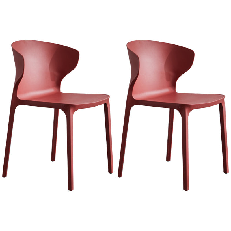 Modern Plastic Indoor-Outdoor Room Side Chair Wingback Chair Burgundy 2 Piece Set Clearhalo ' kitchen&dining_furn' 'Dining Chairs' 'Dining Tables & Seating' 'dining_chair' 'furn' 'furn_dining_chair' 'Furniture' 'furniture_dining_chair' 'Kitchen & Dining Furniture' 'kitchen' 4438606