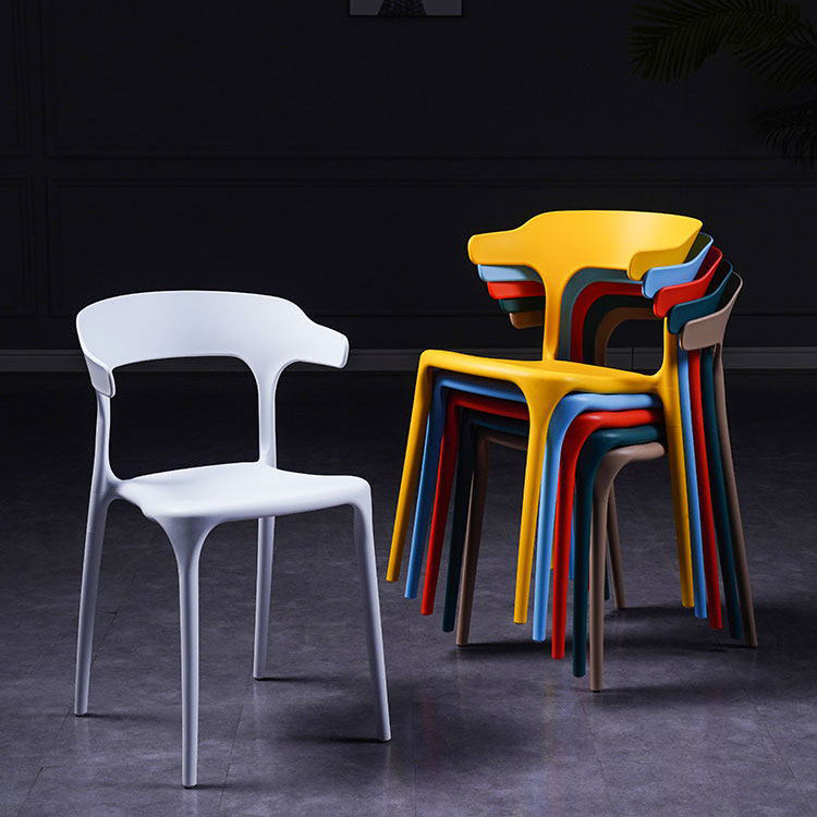 Scandinavian Plastic Indoor-Outdoor Armchair Open Back Dining Chair Clearhalo ' kitchen&dining_furn' 'Dining Chairs' 'Dining Tables & Seating' 'dining_chair' 'furn' 'furn_dining_chair' 'Furniture' 'furniture_dining_chair' 'Kitchen & Dining Furniture' 'kitchen' 4438618