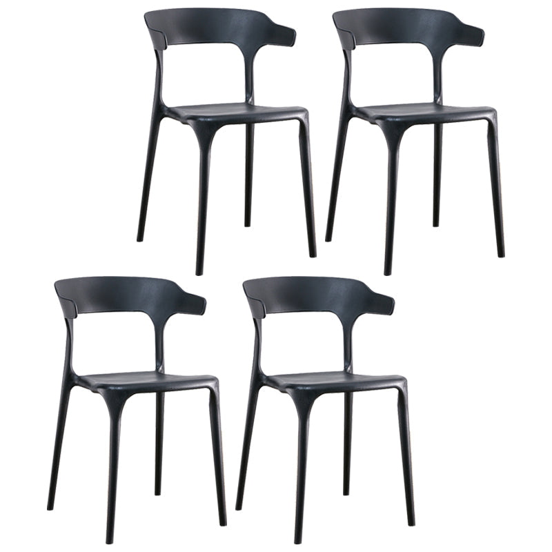 Scandinavian Plastic Indoor-Outdoor Armchair Open Back Dining Chair Black 4 Piece Set Clearhalo ' kitchen&dining_furn' 'Dining Chairs' 'Dining Tables & Seating' 'dining_chair' 'furn' 'furn_dining_chair' 'Furniture' 'furniture_dining_chair' 'Kitchen & Dining Furniture' 'kitchen' 4438619