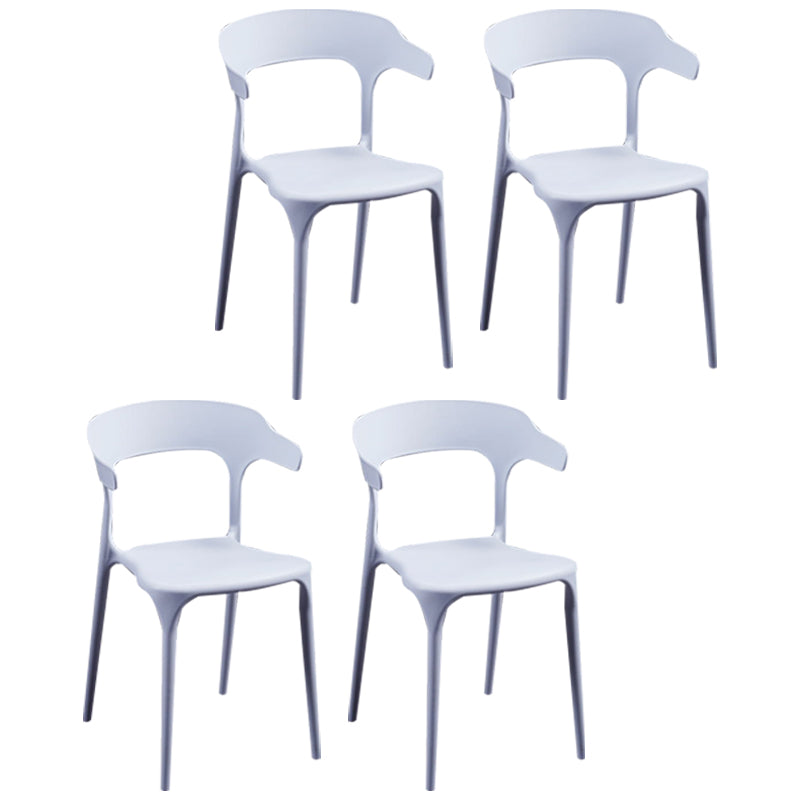 Scandinavian Plastic Indoor-Outdoor Armchair Open Back Dining Chair White 4 Piece Set Clearhalo ' kitchen&dining_furn' 'Dining Chairs' 'Dining Tables & Seating' 'dining_chair' 'furn' 'furn_dining_chair' 'Furniture' 'furniture_dining_chair' 'Kitchen & Dining Furniture' 'kitchen' 4438622