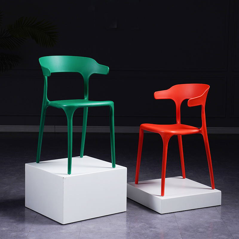 Scandinavian Plastic Indoor-Outdoor Armchair Open Back Dining Chair Clearhalo ' kitchen&dining_furn' 'Dining Chairs' 'Dining Tables & Seating' 'dining_chair' 'furn' 'furn_dining_chair' 'Furniture' 'furniture_dining_chair' 'Kitchen & Dining Furniture' 'kitchen' 4438623