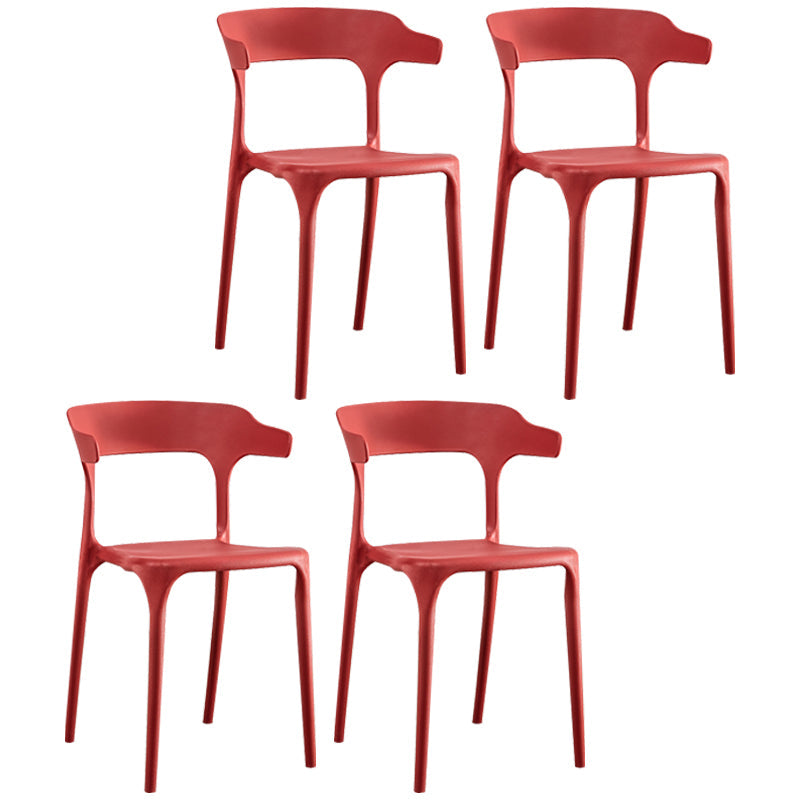 Scandinavian Plastic Indoor-Outdoor Armchair Open Back Dining Chair Red 4 Piece Set Clearhalo ' kitchen&dining_furn' 'Dining Chairs' 'Dining Tables & Seating' 'dining_chair' 'furn' 'furn_dining_chair' 'Furniture' 'furniture_dining_chair' 'Kitchen & Dining Furniture' 'kitchen' 4438625