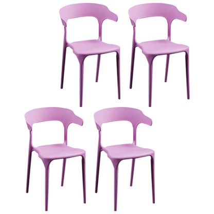 Scandinavian Plastic Indoor-Outdoor Armchair Open Back Dining Chair Pink 4 Piece Set Clearhalo ' kitchen&dining_furn' 'Dining Chairs' 'Dining Tables & Seating' 'dining_chair' 'furn' 'furn_dining_chair' 'Furniture' 'furniture_dining_chair' 'Kitchen & Dining Furniture' 'kitchen' 4438627