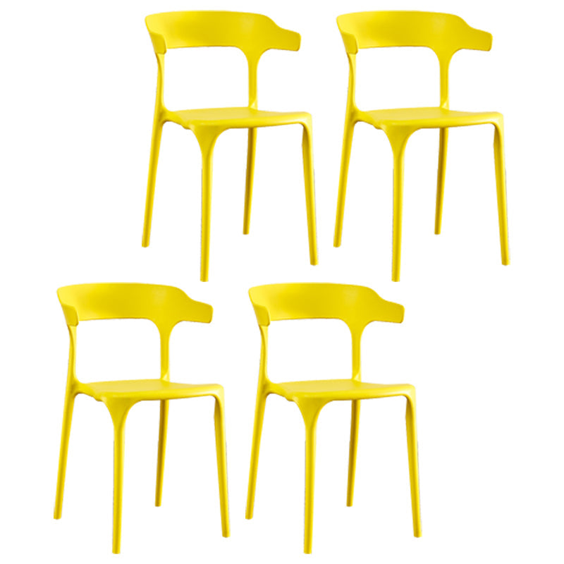 Scandinavian Plastic Indoor-Outdoor Armchair Open Back Dining Chair Yellow 4 Piece Set Clearhalo ' kitchen&dining_furn' 'Dining Chairs' 'Dining Tables & Seating' 'dining_chair' 'furn' 'furn_dining_chair' 'Furniture' 'furniture_dining_chair' 'Kitchen & Dining Furniture' 'kitchen' 4438629