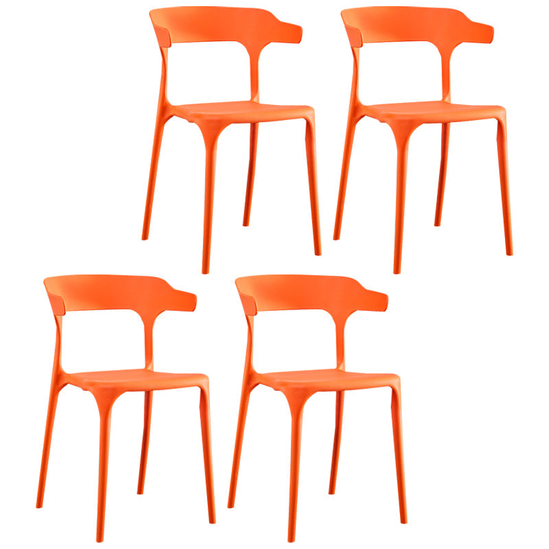 Scandinavian Plastic Indoor-Outdoor Armchair Open Back Dining Chair Orange 4 Piece Set Clearhalo ' kitchen&dining_furn' 'Dining Chairs' 'Dining Tables & Seating' 'dining_chair' 'furn' 'furn_dining_chair' 'Furniture' 'furniture_dining_chair' 'Kitchen & Dining Furniture' 'kitchen' 4438630