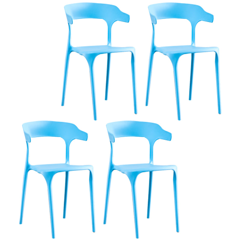 Scandinavian Plastic Indoor-Outdoor Armchair Open Back Dining Chair Light Blue 4 Piece Set Clearhalo ' kitchen&dining_furn' 'Dining Chairs' 'Dining Tables & Seating' 'dining_chair' 'furn' 'furn_dining_chair' 'Furniture' 'furniture_dining_chair' 'Kitchen & Dining Furniture' 'kitchen' 4438634