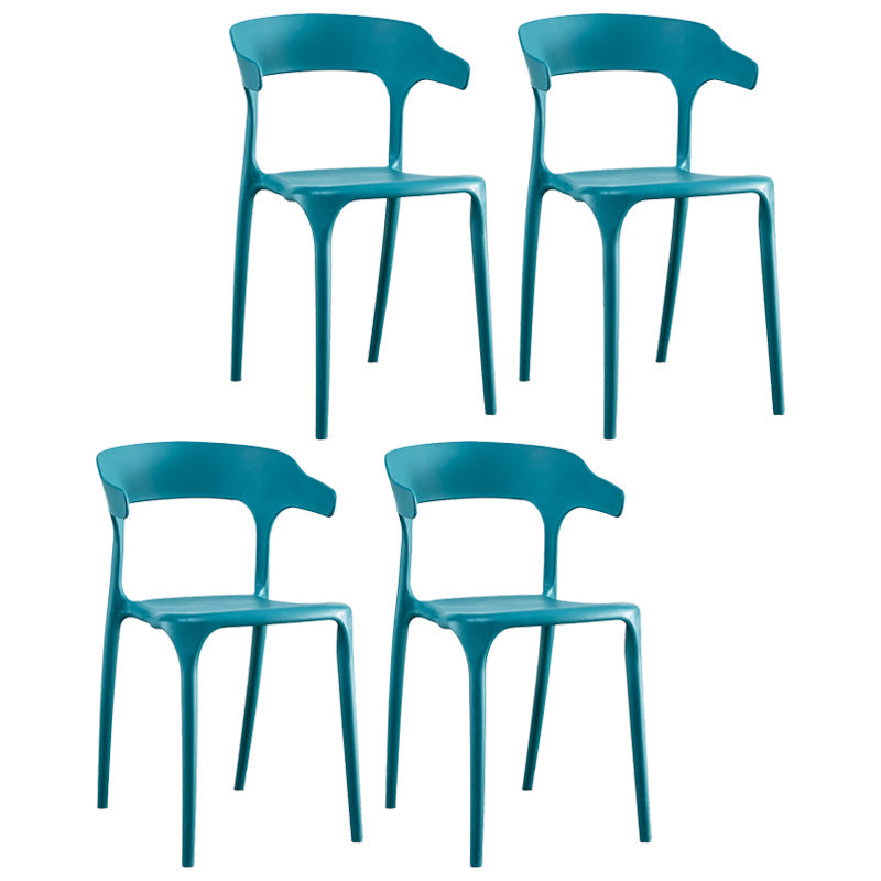 Scandinavian Plastic Indoor-Outdoor Armchair Open Back Dining Chair Dark Blue 4 Piece Set Clearhalo ' kitchen&dining_furn' 'Dining Chairs' 'Dining Tables & Seating' 'dining_chair' 'furn' 'furn_dining_chair' 'Furniture' 'furniture_dining_chair' 'Kitchen & Dining Furniture' 'kitchen' 4438638