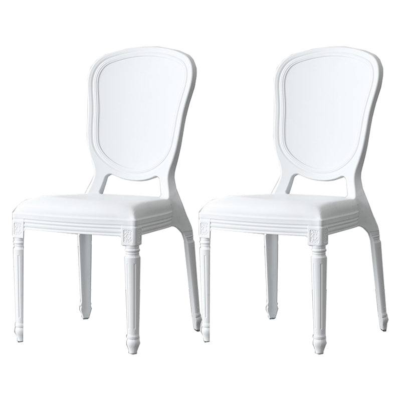 Contemporary Plastic Indoor-Outdoor Dining Chair Open Back Side Chair White Set of 2 Clearhalo ' kitchen&dining_furn' 'Dining Chairs' 'Dining Tables & Seating' 'dining_chair' 'Furniture' 'furniture_dining_chair' 'Kitchen & Dining Furniture' 'kitchen' 4438673