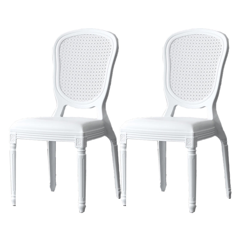 Contemporary Plastic Indoor-Outdoor Dining Chair Open Back Side Chair Gloss White Set of 2 Clearhalo ' kitchen&dining_furn' 'Dining Chairs' 'Dining Tables & Seating' 'dining_chair' 'Furniture' 'furniture_dining_chair' 'Kitchen & Dining Furniture' 'kitchen' 4438680